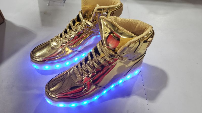 Photo 3 of Odema Unisex LED Shoes High Top Light Up Sneakers for Women Men SAYS 45 SO IT MIGHT BE SIZE 11 MENS
