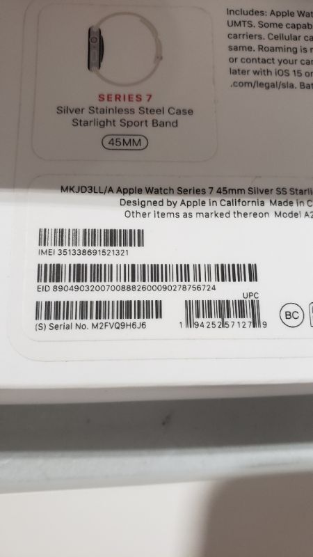 Photo 5 of Apple Watch Series 7 [GPS + Cellular 45mm] Smart Watch w/ Silver Stainless Steel Case with Starlight Sport Band. Fitness Tracker, Blood Oxygen & ECG...

