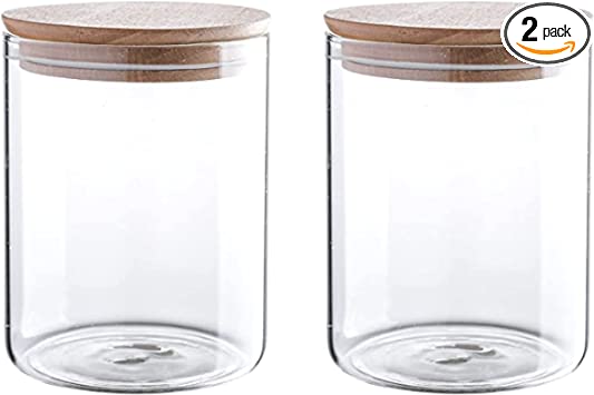 Photo 1 of 24 oz Clear Canister Set with Beech Wood Lids