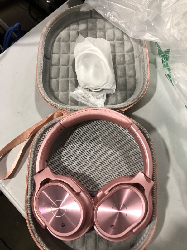 Photo 2 of ZIHNIC Active Noise Cancelling Headphones, 40H Playtime Wireless Bluetooth Headset with Deep Bass Hi-Fi Stereo Sound,Comfortable Earpads for Travel/Home/Office (Rose Gold)