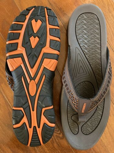 Photo 1 of Hobibear Men's Leather Flip Flops HR5061 - Brown/Orange 42
