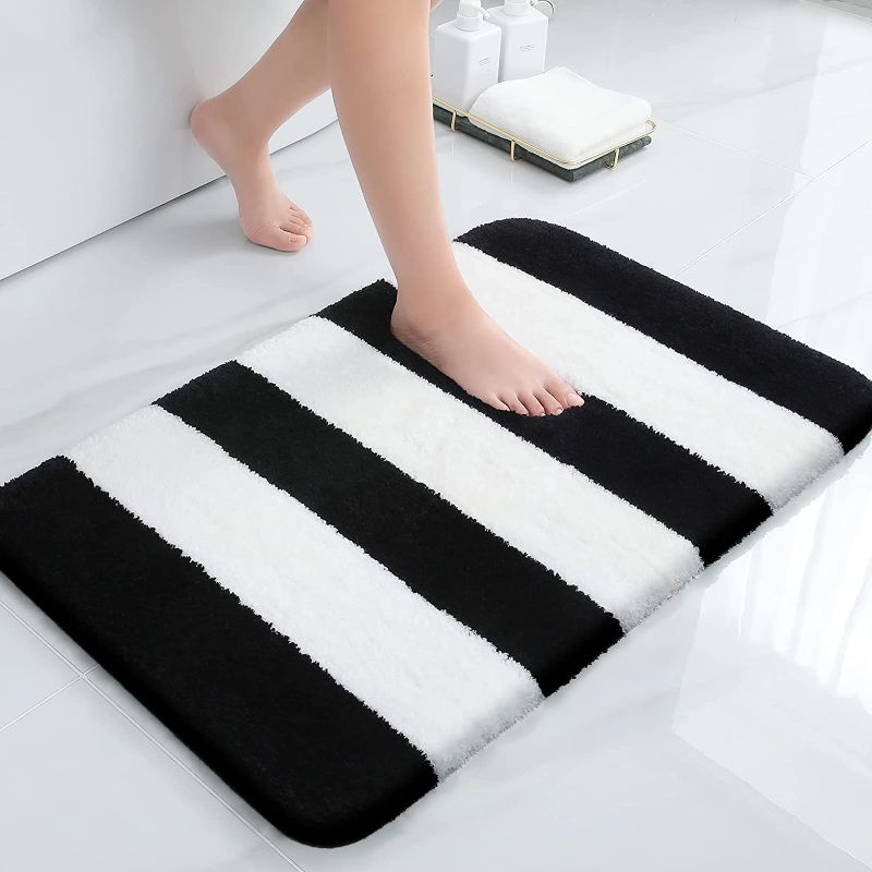 Photo 1 of 2 of the  Bathroom Rugs, Shaggy Soft and Absorbent Bath Rug, Non-Slip, Thick Plush Bathroom Mat, Machine Washable Dry Bath Mats for Bathroom,, Black
