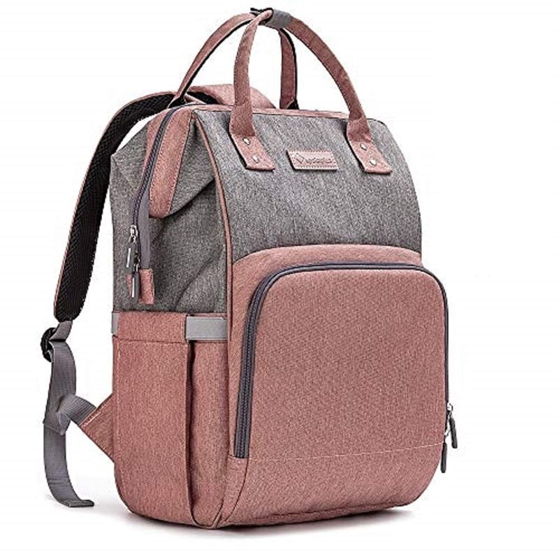 Photo 1 of Diaper Bag Backpack Nappy Bag Upsimples Baby Bags for Mom and Dad Maternity Diaper Bag with USB Charging Port Stroller Straps Thermal Pockets,Water Resistant, Pink Grey
