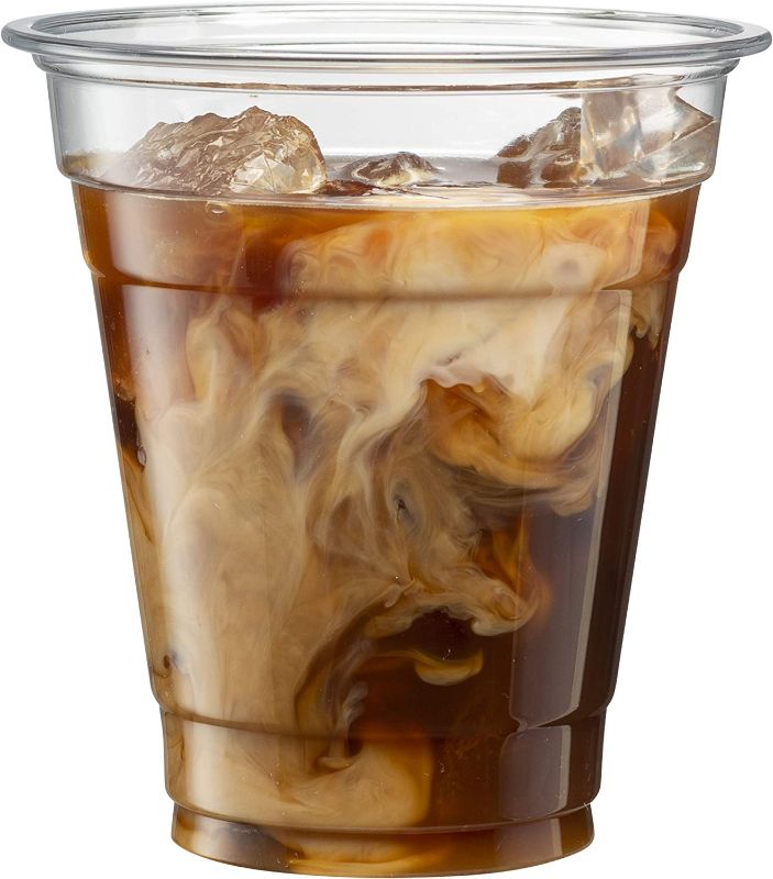 Photo 1 of 12 oz Crystal Clear Plastic PET Cups With Dome lids for Iced Coffee, Cold Drinks, Milkshake, Slush Cups, Smoothy's, Slurpee, Party's, Plastic Disposable Cups/ 2 packs of the clear cups and 1 pack of dome lids 
