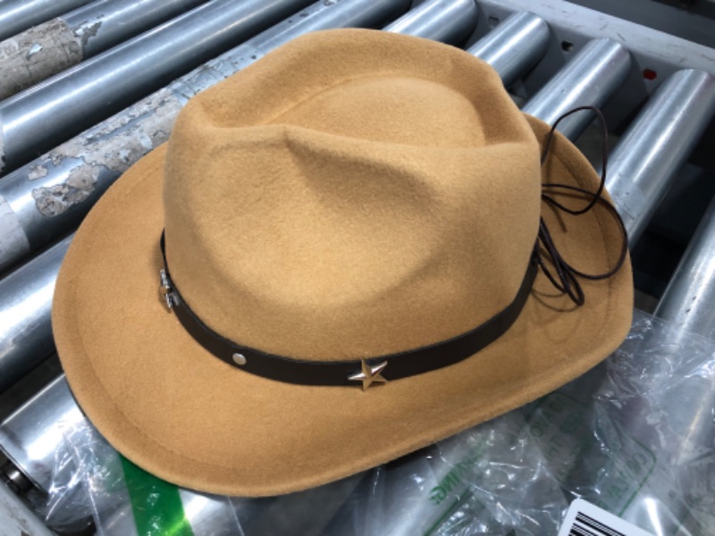 Photo 2 of New Wool Western Cowboy Hat Cow Gentleman Godfather Jazz Cap Winter Elegant Lady Cowgirl Hats Fedorka Cap
