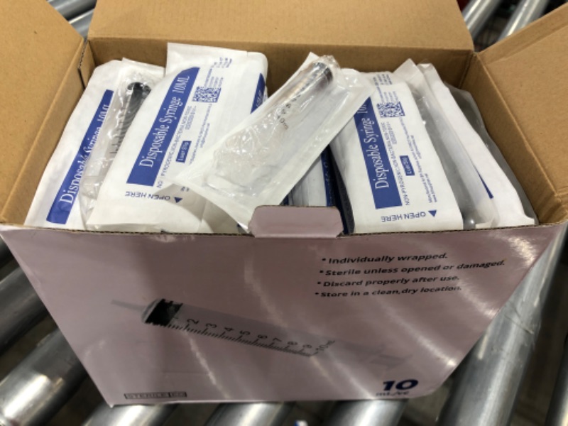 Photo 1 of 10ml Syringe Sterile with Luer Slip Tip, BH SUPPLIES - (No Needle) Individually Sealed - 100 Syringes
