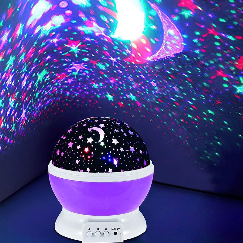 Photo 1 of Stars and Moon Projection Lamp, Colorful Dream Night Light for Kids, Carousel Effect Light, for Bedroom Lighting or Children Bedroom Decorating