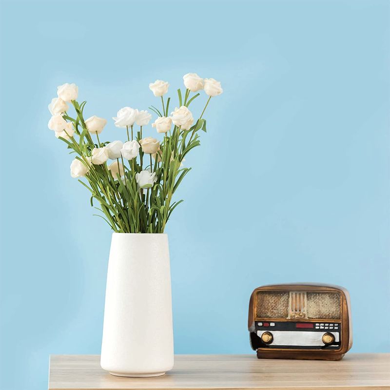 Photo 1 of Ceramic Vase - Flower Vase Minimalism Style for Modern Table Shelf Home Decor, Fit for Fireplace Bedroom Kitchen Living Room Centerpieces Office Desk (Solid White, Big)
