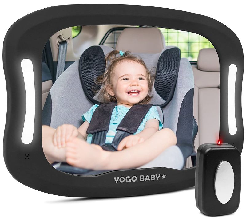 Photo 1 of Baby Car Mirror with Remote Control Soft Led Light Shatter-Proof Acrylic Baby Mirror for Car, Rearview Baby Mirror-Easily Observe Baby's Every Move, Safety and 360 Degree Adjustability