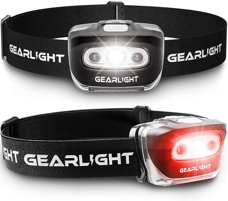 Photo 1 of GearLight LED Head Lamp - Pack of 2 Outdoor Flashlight Headlamps w/ Adjustable Headband for Adults and Kids - Hiking & Camping Gear Essentials - S500?
