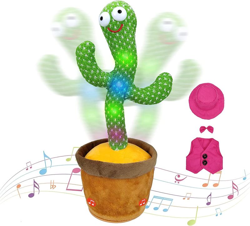 Photo 1 of Singing Talking Cactus Toy, Mimicking Repeating Cactus Toys, Electric Mocking Cactus Plush Toy with Light Up, Imitating Speak + 60 English Songs + Repeat What You Say, Funny Novelty Gift

