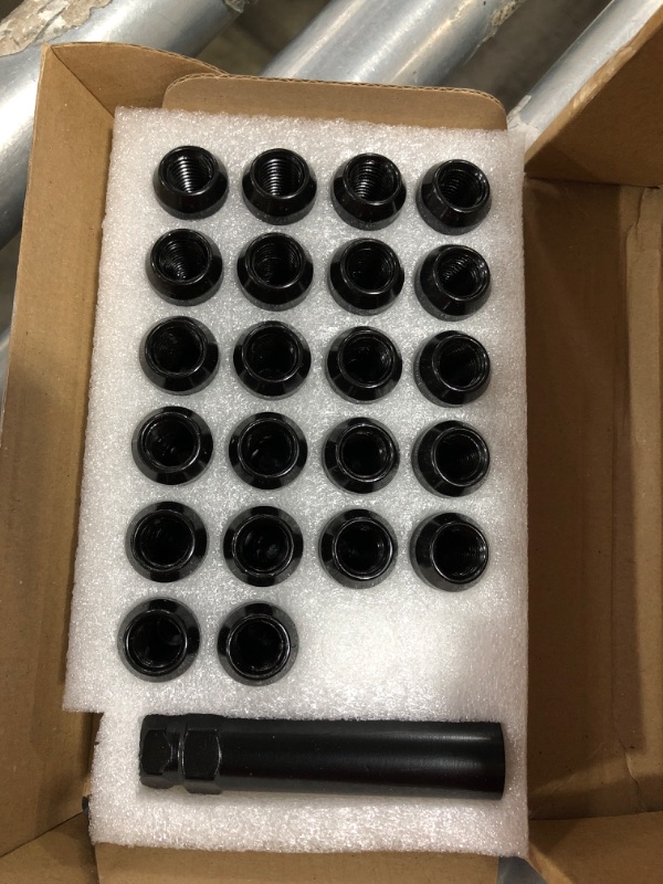 Photo 2 of A-KARCK Lug Nuts M12 x 1.5, Black Bulge Acorn Wheel Lug Nuts Closed End 20PCS with 1 Lug Nut Key, Cone Seat 1.38 inch Long 3/4 inch Hex
