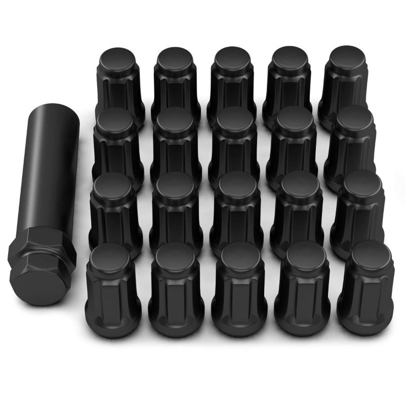 Photo 1 of A-KARCK Lug Nuts M12 x 1.5, Black Bulge Acorn Wheel Lug Nuts Closed End 20PCS with 1 Lug Nut Key, Cone Seat 1.38 inch Long 3/4 inch Hex
