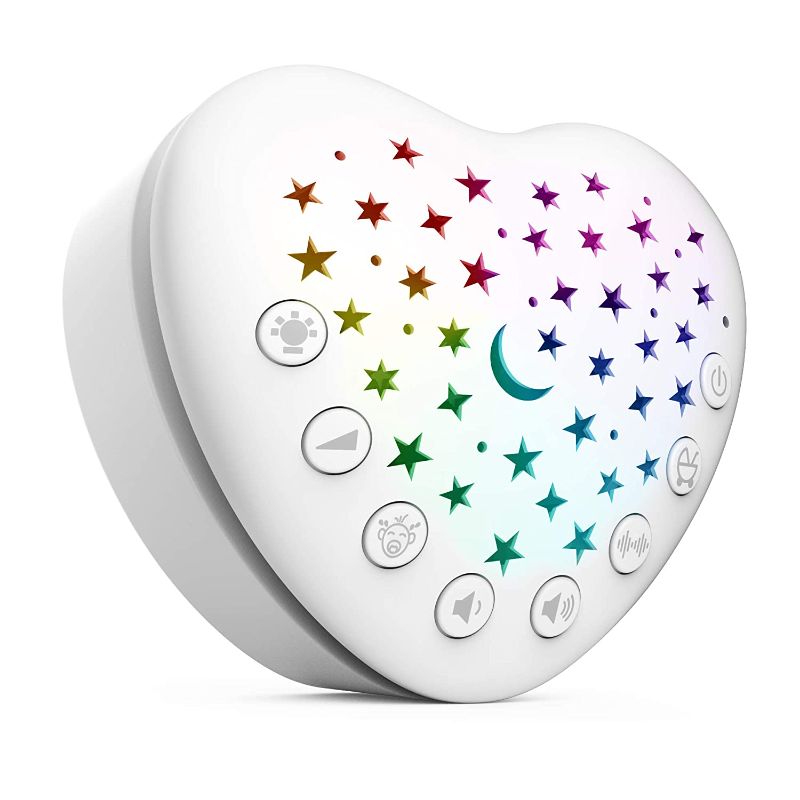 Photo 1 of White Noise Machine & Baby Sleep Soother with 15 Soothing Sounds & Projector Star Night Light, Cry Sensor, Rechargeable Lithium Battery, Portable for Baby, Toddlers, Attaches to Crib