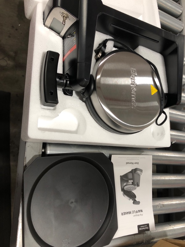 Photo 1 of Flip Belgian Waffle Maker, Elechomes 180° Rotating Waffle Iron (1.4" Thick Waffles) with LCD Display Digital Timer Non-Stick Coating Plates Removable Drip Tray Recipes Included, Stainless Steel
