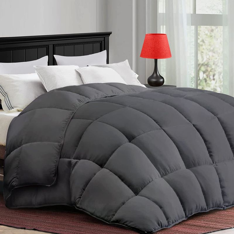 Photo 1 of COONP All Season California King Comforter Cooling Down Alternative Quilted Duvet Insert with Corner Tabs,Winter Warm Hotel Comforter,Machine Washable-104 x 96 Inches,Grey
