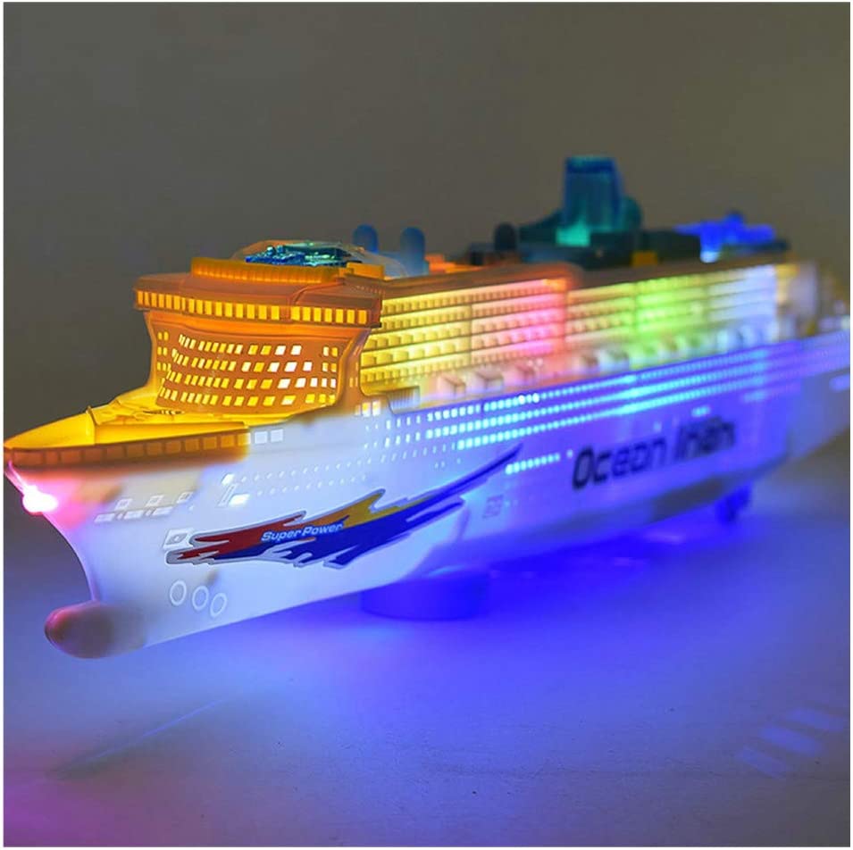 Photo 1 of Wenini Colorful Ocean Liner Cruise Ship Boat Electric Flashing LED Light Sound,50x13x5 cm/19.7x5.1x2 in, Cannot Placed in Water, Cannot Float on Water
