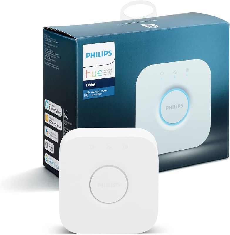 Photo 1 of Philips 458471 Hue Smart Bridge (Compatible with Amazon Alexa, Apple HomeKit and Google Assistant), White Ambiance
