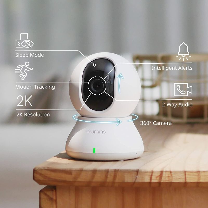 Photo 1 of Security Camera 2K, blurams Baby Monitor Dog Camera 360-degree for Home Security w/ Smart Motion Tracking, Phone App, IR Night Vision, Siren, Works with Alexa & Google Assistant & IFTTT, 2-Way Audio
