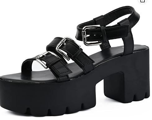 Photo 1 of Women's Chunky Platform Sandals in Open Toe Multi Buckle Ankle Strappy Block Heel, 6