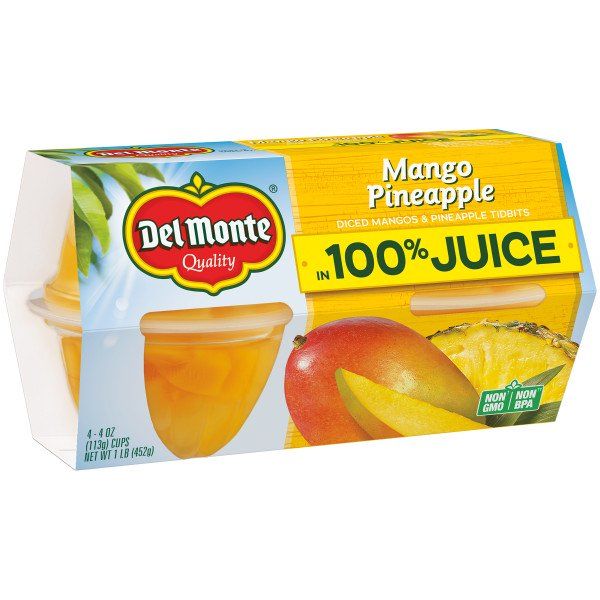 Photo 1 of (4 Cups) Del Monte Mango Pineapple Tidbits Fruit Cups in Juice, 4 oz, 6pc
Expiration Date: 09/23/2022