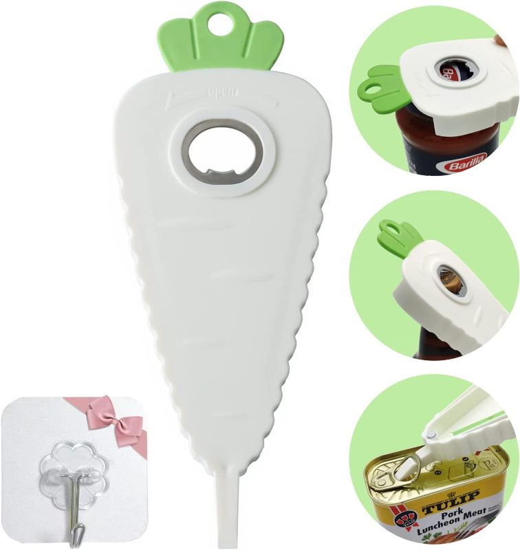 Photo 1 of 6 in 1 Multi-Functional Non Slip Jar Opener Gripper Tool, Ring Pull Can Opener Bottle Opener for Arthritic Hands (White)