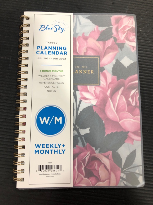 Photo 2 of Blue Sky 2021-2020 Academic Year Weekly & Monthly Planner, 5" x 8", Frosted Flexible Cover, Wirebound, Roosevelt Pink