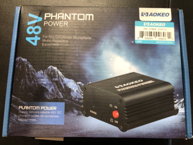 Photo 3 of Aokeo 1-Channel 48V Phantom Power Supply with Adapter, Bonus+XLR 3 Pin Cable for