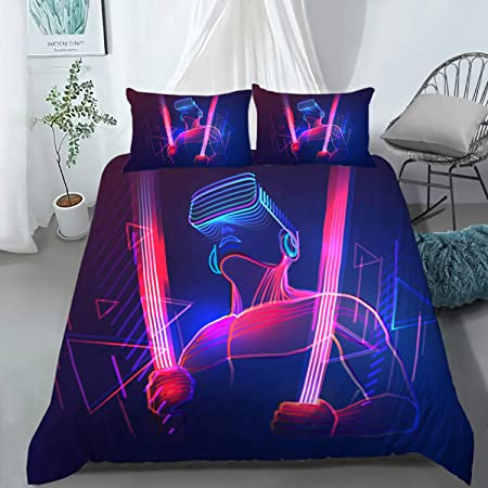 Photo 1 of AILONEN Gamer Bedding Sets for Boys,Gaming Bedding,Kids Controller Duvet Cover,Room Decor,Superior Microfiber,3pcs,1 Duvet Cover 2 Pillowcases,No Comforter (CAY132,Queen)
