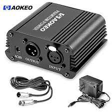 Photo 1 of Aokeo 1-Channel 48V Phantom Power Supply with Adapter, Bonus+XLR 3 Pin Microphone Cable for Any Condenser Microphone Music Recording Equipment
