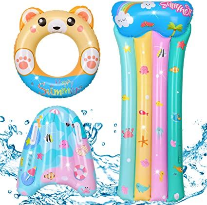 Photo 1 of Bakeling Kids Pool Floats - Inflatable Pool Toys, 3 Pack Floaties for Kids 6-12yrs for Swimming Pool, Triangle Floating Mat for Teens and Adults, Summer Pool Water Float Party Toys