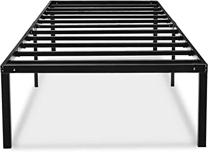Photo 1 of 18 Inch Platform Twin Bed Frame with Storage Metal Bedframe No Box Spring Needed for Kids Tall Heavy Duty