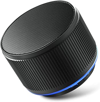 Photo 1 of Alfway Mini Small Portable Wireless Bluetooth Speaker with LED Light and Built-in Mic, Supports AUX Audio Input and TF Card Playing (Black)
