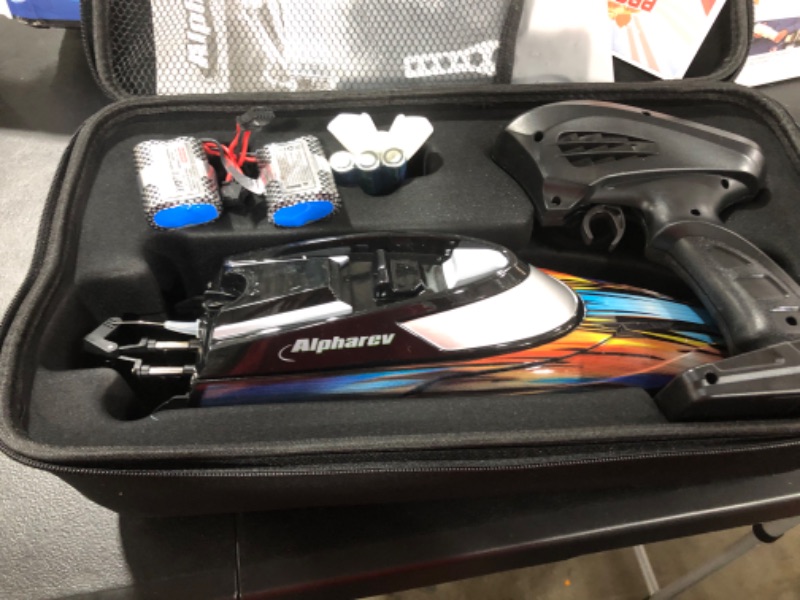 Photo 2 of RC Boat with Case- AlphaRev R308 20+ MPH Fast Remote Control Boat for Pools and Lakes, 2.4 GHZ RC Boats for Adults and Kids
