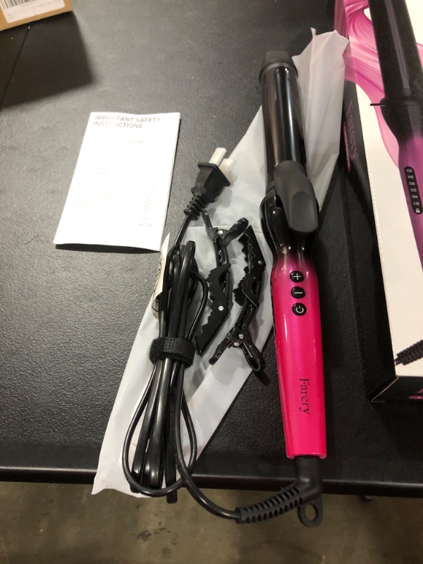 Photo 2 of FARERY 1.25 Inch Curling Iron for Long Hair, Tourmaline Ceramic Clipped Long Barrel 1-1/4 Inch Curling Wand for Long Lasting Curl, Instant Heat & Dual Voltage to Travel, Temp 248? to 430?, Pink
