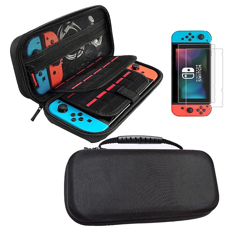 Photo 1 of Nintendo  Switch Case and Tempered Glass Screen Protector Compatible with Nintendo Switch - Deluxe Hard Shell Travel Carrying Case, Pouch Case for Nintendo Switch Console & Accessories 
