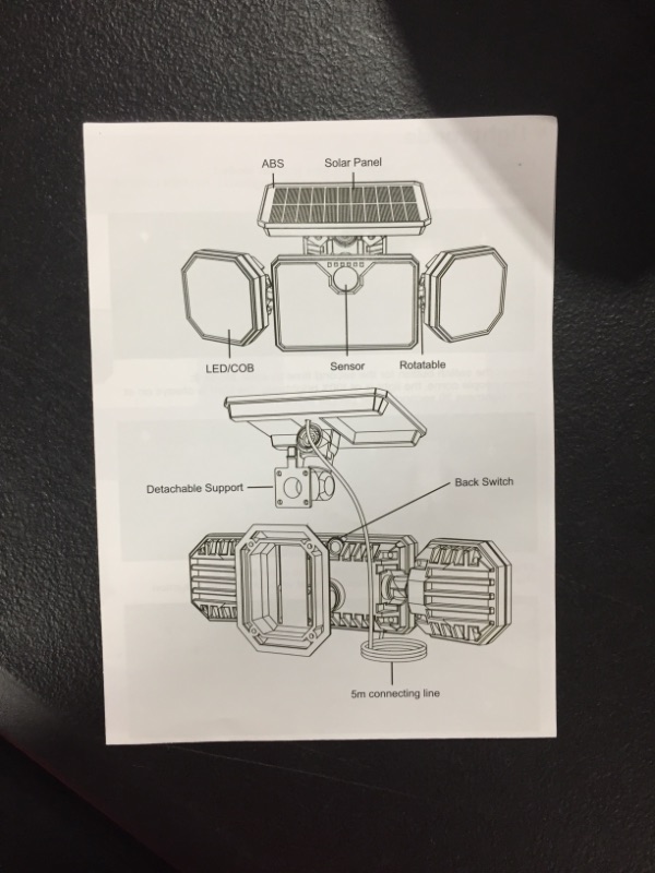Photo 3 of solar Lights Outdoor with Motion Sensor, 3 Heads Security Lights Solar Powered,  LED Flood Light Motion Detected Spotlight for Garage Yard Entryways Patio, 2 Pack