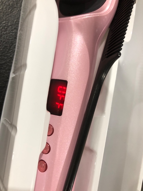 Photo 3 of Bennra Hair Straightener Brush (2021New) - Enhanced Ionic Straightening Brush, LED Display & 20s Fast Straight Hair with Negative Ion Generator, Anti-Scald, Best for Salon at Home (Luxury Pink)
