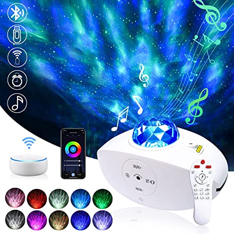 Photo 1 of Starry Night Light Projector: Galaxy Light Projector (Alexa & Google Home Compatible) LED Nebula Projector with Remote Control, Bluetooth Speaker for Kids, Bedroom, Halloween, Birthday Party
