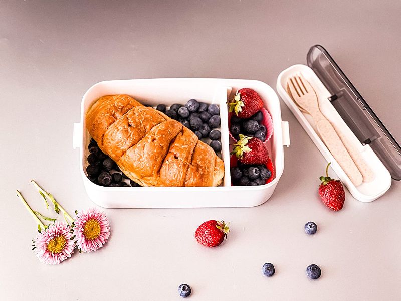 Photo 1 of Bento Lunch Box for Adults&Kids with Spoon and Fork, Leak-Proof, 2 Compartments, 48 Ounce volume, BPA-FREE