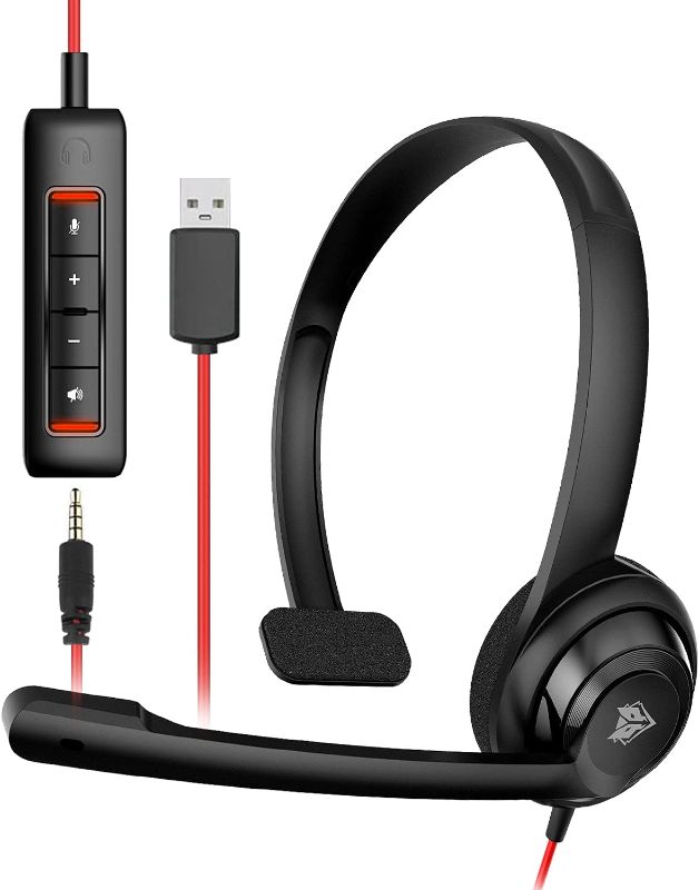 Photo 1 of NUBWO HW02 USB Headset with Microphone Noise Cancelling in-line Control, Super Light, Ultra Comfort Computer Headset for Laptop pc, On-Ear Wired Office Call Center Headset for Boom Skype Webinars 10 Pack