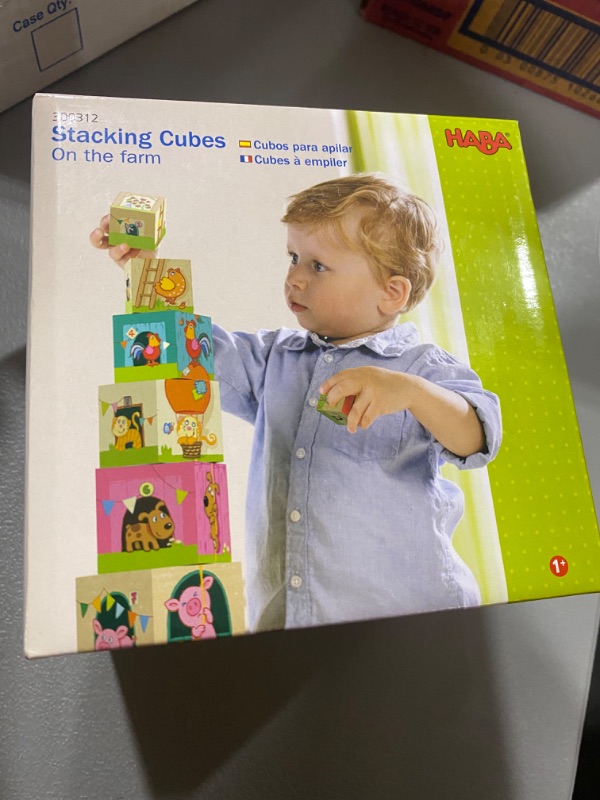 Photo 3 of HABA On the Farm Sturdy Cardboard Nesting & Stacking Cubes - Blocks Reinforce Numbers 1 to 10