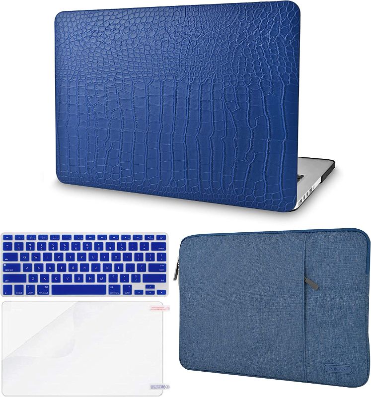 Photo 1 of 
Roll over image to zoom in
KECC Compatible with MacBook Pro 13 inch Case 2019-2016 with Touch Bar A2159 A1989 A1706 A1708 Italian Leather Hard Shell + Keyboard Cover + Sleeve + Screen Protector (Matte Blue Crocodile Leather)