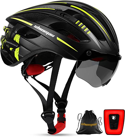 Photo 1 of Shinmax Bike Helmet with USB Rechargeable Light & Detachable Magnetic Goggles UV Protective & Carry Bag Reflective Bicycle Helmet Men Women Mountain Road Adjustable Adult Cycling Helmet (WT-049)
