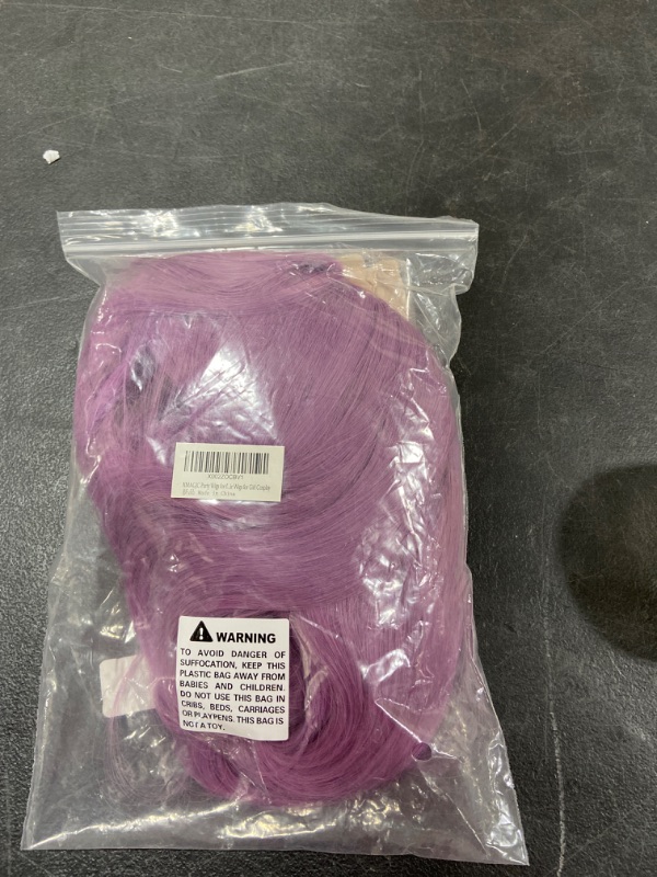 Photo 2 of XMAGJC Long Purple Wigs for Women Purple Wig with Air Bangs Purple Wavy Wigs Purple Synthetic Heat Resistant Wigs for Cosplay Party?26inch?
