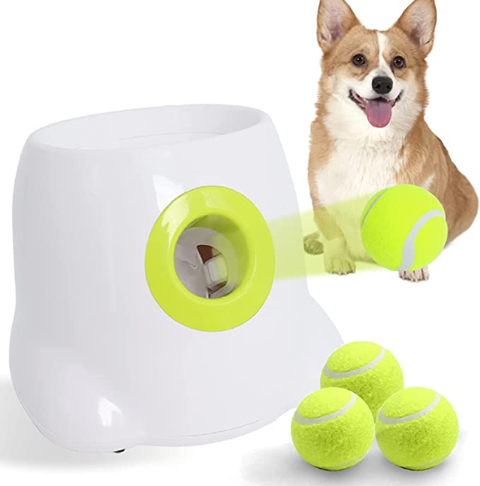 Photo 1 of Automatic Dog Ball Launcher, Tennis Ball Thrower Machine for Small and Medium Dogs, Interactive Dog Toys, 3PCS Tennis Balls Included
