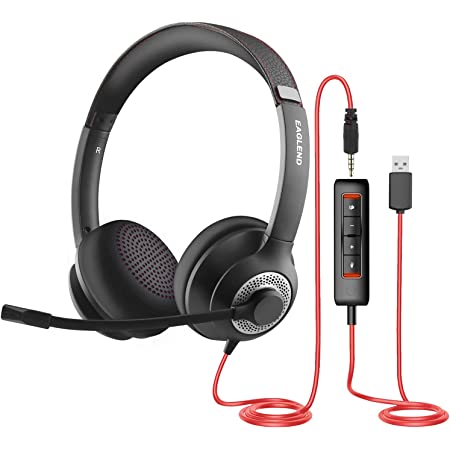 Photo 1 of USB Headset with Mic for PC, Over-Ear Computer Laptop Headphones with Noise Cancelling Microphone in-line Control for Home Office Online Class Skype Zoom
