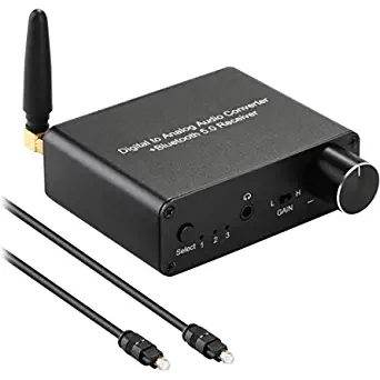 Photo 1 of 192kHz Digital to Analog Converter Bluetooth 5.0 Receiver DAC with 16-300? Headphone Amplifier Optical/Coaxial to RCA 3.5mm Audio Output with Volume Control for TV Phone Tablet (Normal, Basic)
