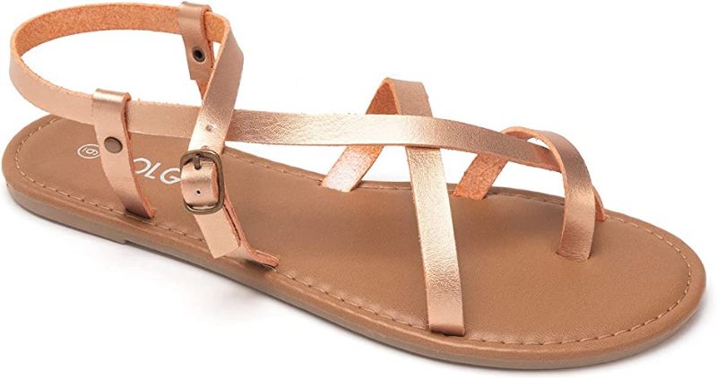 Photo 1 of COLGO Women's Summer Strappy Flat Sandals, Adjustable Casual Fisherman Sandal with Open Toe Slingback Gladiator Sandals size 9.5
