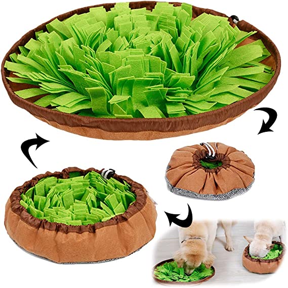 Photo 1 of AWOOF Pet Snuffle Mat for Dogs, Interactive Feed Game for Boredom, Encourages Natural Foraging Skills for Cats Dogs Bowl Travel Use, Dog Treat Dispenser Indoor Outdoor Stress Relief
